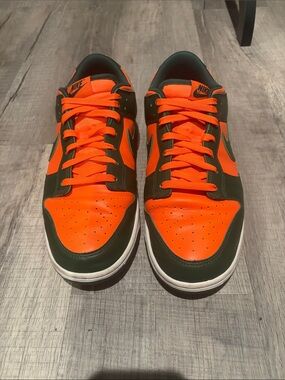 Men’s Nike Dunk Low Miami Hurricanes in Orange and Dark Green